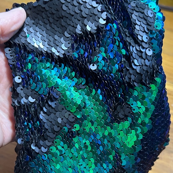 Mermaid Green and Black Sequin Ankle Booties - Picture 3 of 10